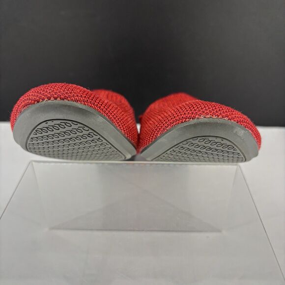 Rothys The Flat Loafer W6 Dark‎ Red Knit Halo Ballet Round Toe/Slip-On Blue Trim - Picture 13 of 16